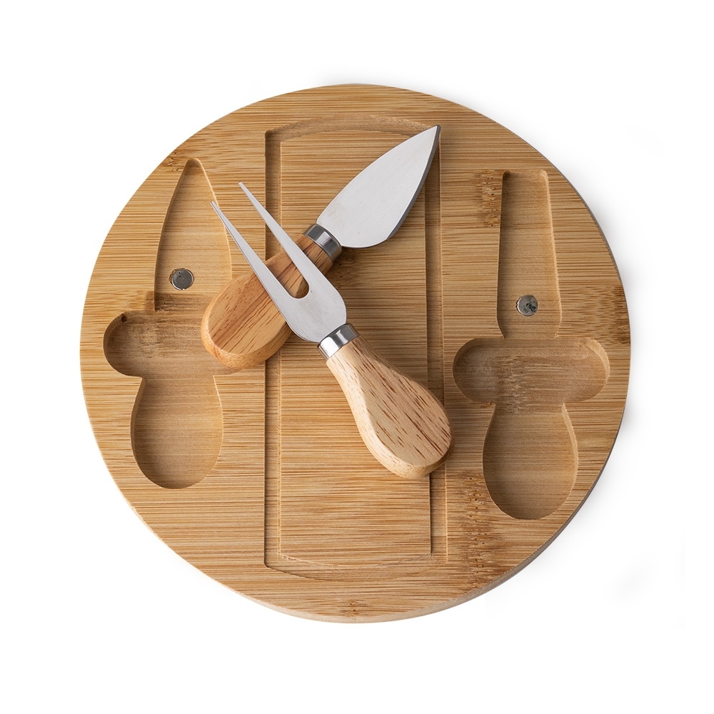 Kit Queijo 3 Peças em Bambu Personalizado - AL15086