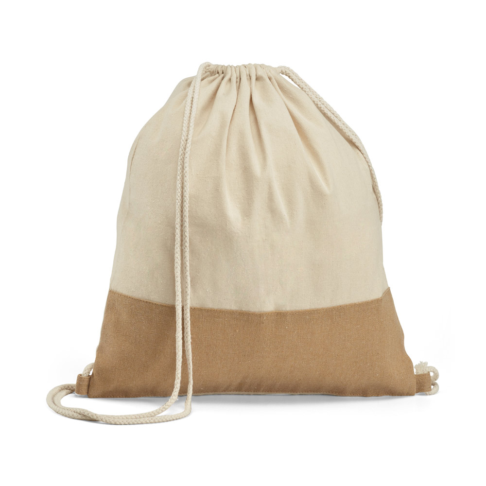 Sacola Tipo Mochila em Algodão 160 g/m² com Juta Personalizada: AL92919