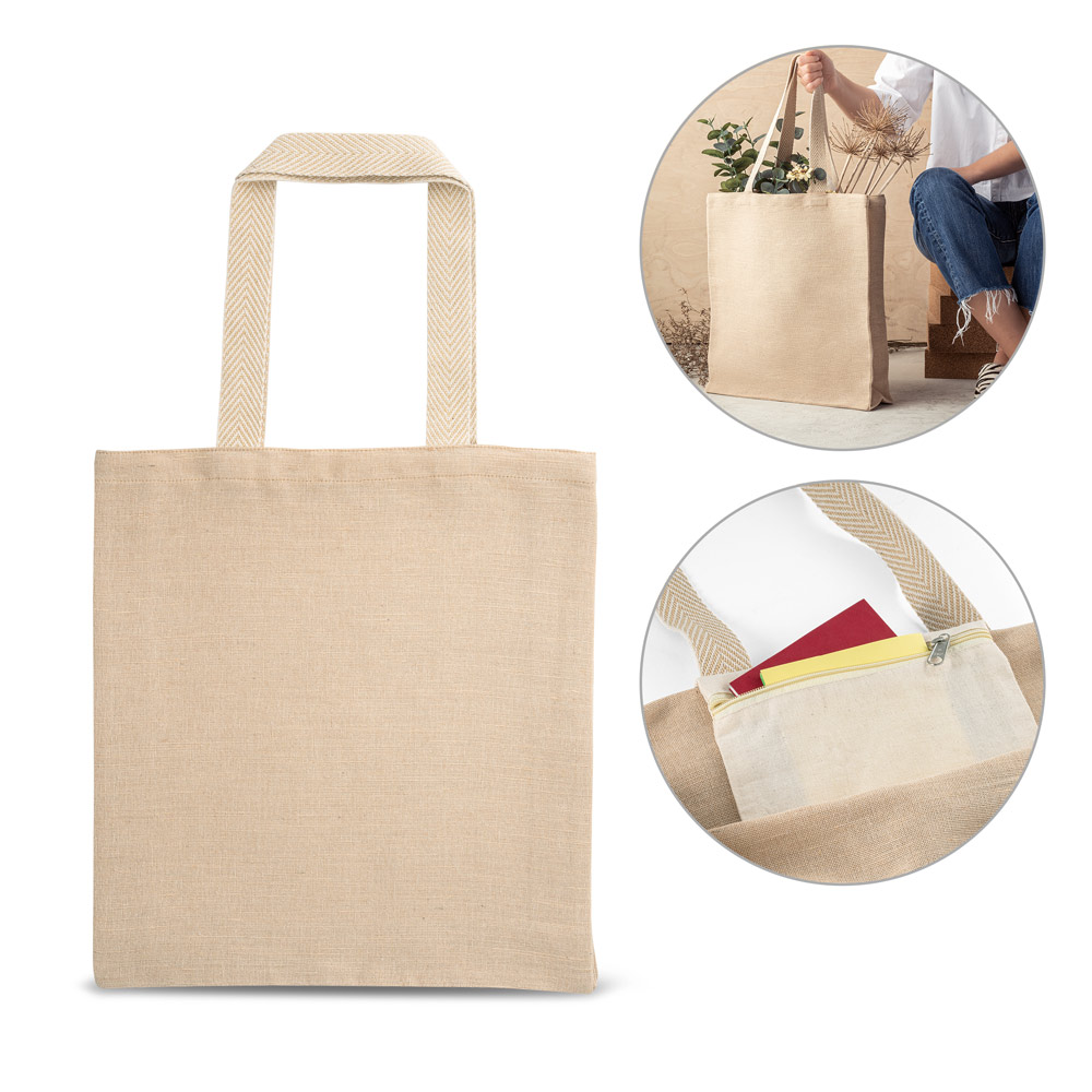 Sacola em Juco com Bolso Interior Personalizada: AL92937