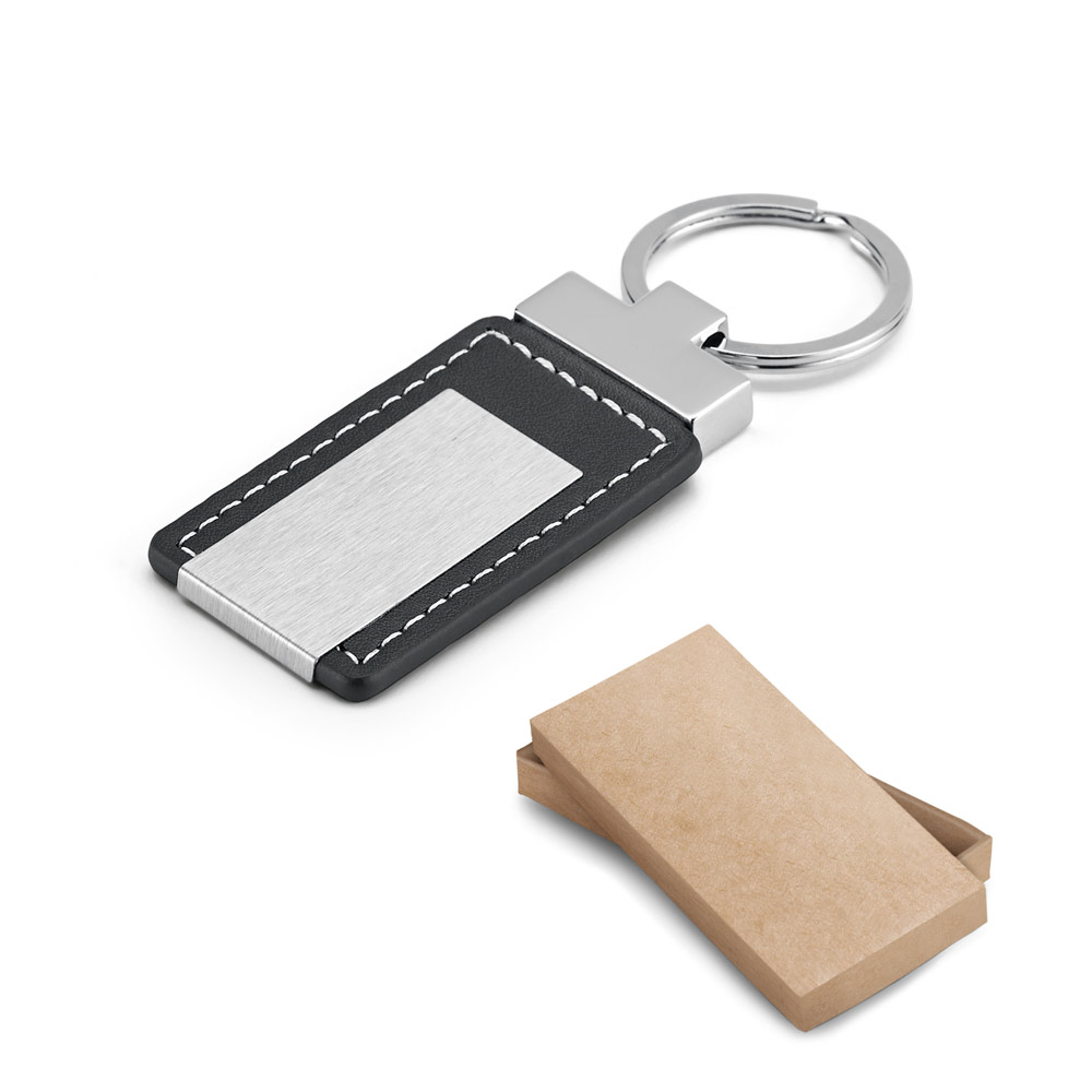 Chaveiro de Couro Sintético e Metal Personalizado: AL93156