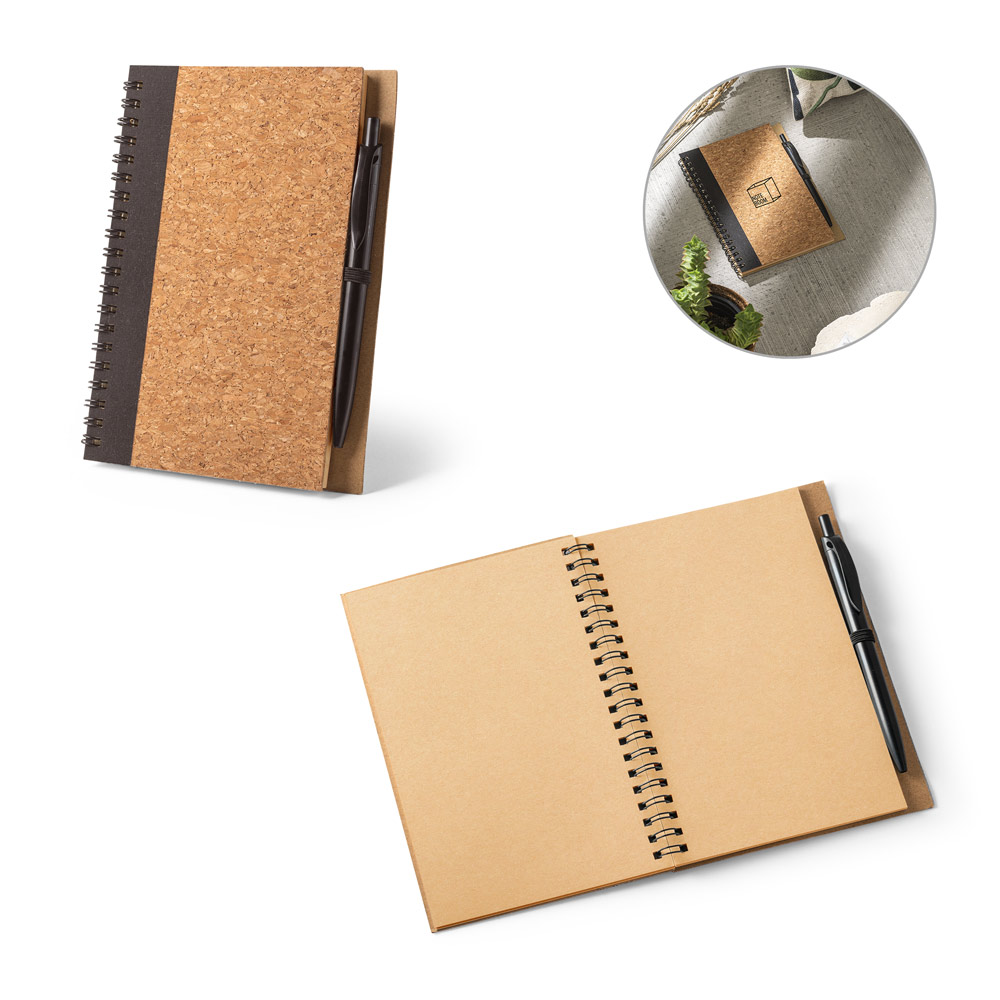 Caderno B6 Personalizado em Cortiça e PET Reciclado com Caneta: AL93285