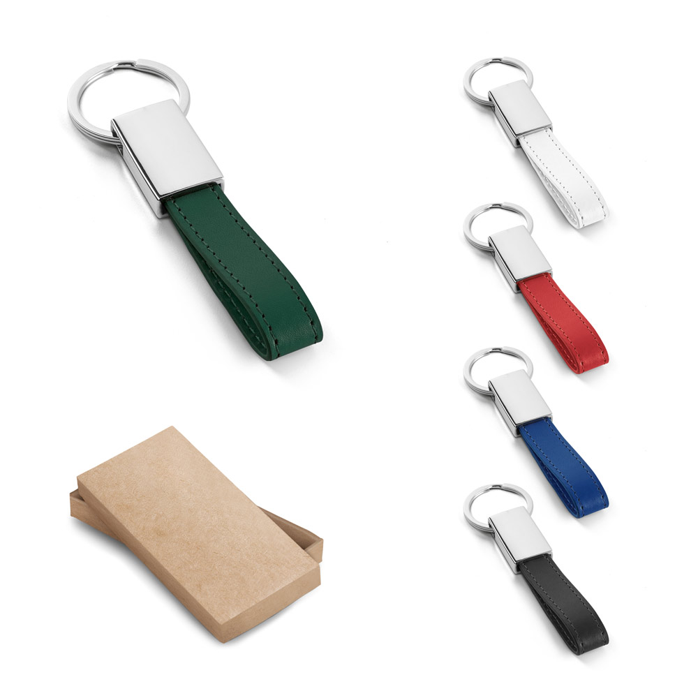 Chaveiro de Metal e PU Personalizado com Caixa: AL93354