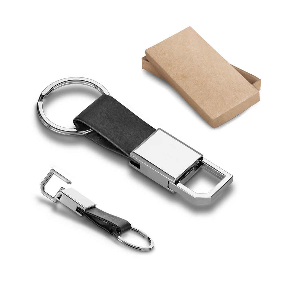 Chaveiro de Couro Sintético e Metal com Mosquetão Personalizado: AL93363
