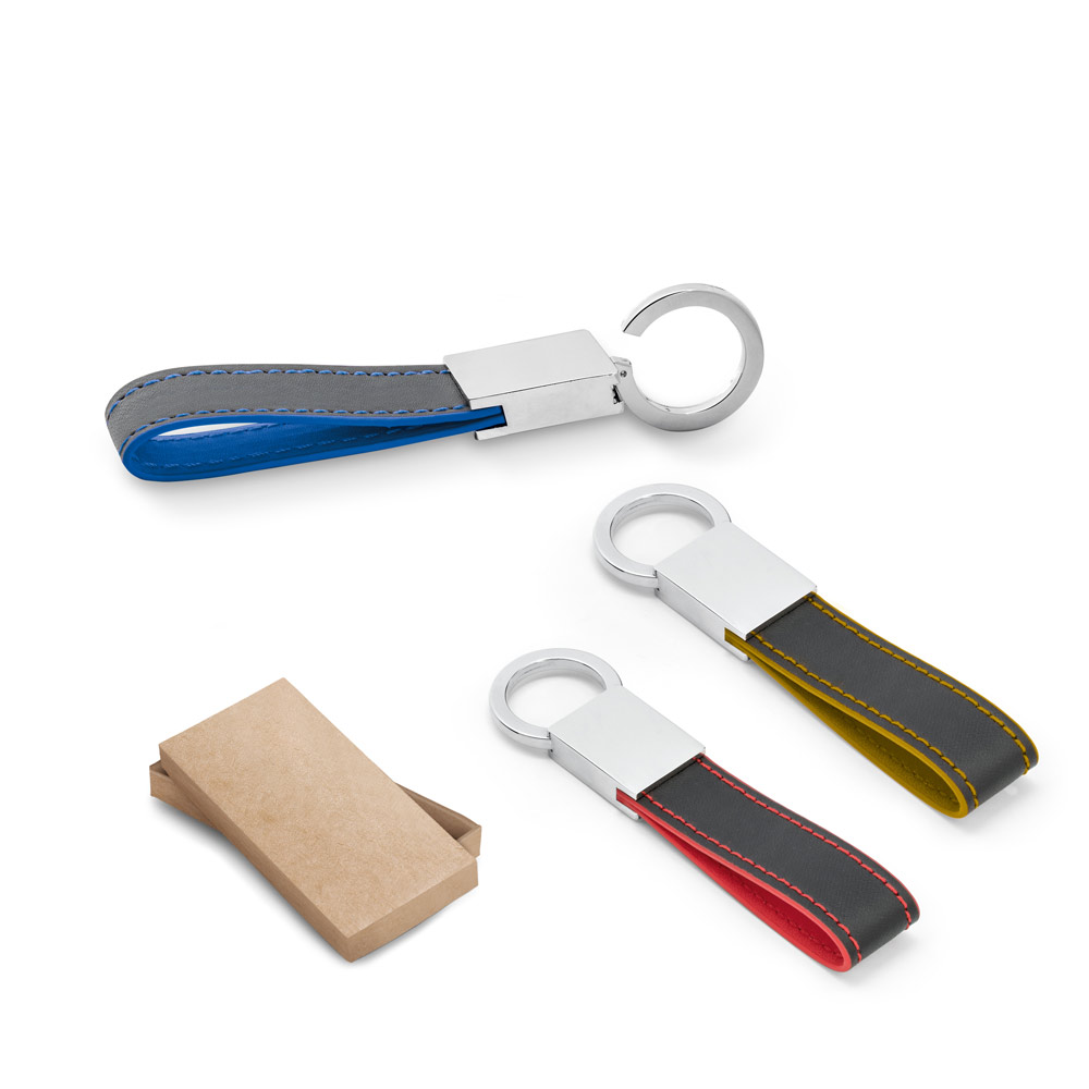 Chaveiro em Couro Sintético e Metal com Mosquetão Personalizado: AL93370