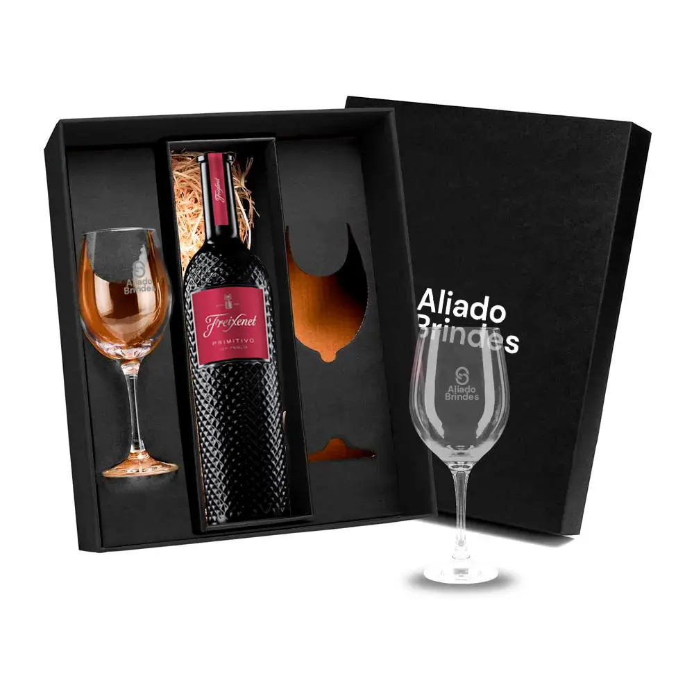 Jogo de Taças de Vidro para Vinho Personalizado — AL124