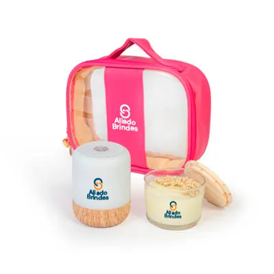 Kit Bem-Estar Caixa de Som, Vela Aromática Personalizado: AL148