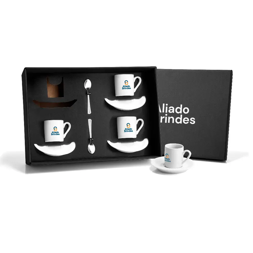 Kit Para Cafezinho - 12 Pçs Personalizado com Xícaras e Pires: AL109