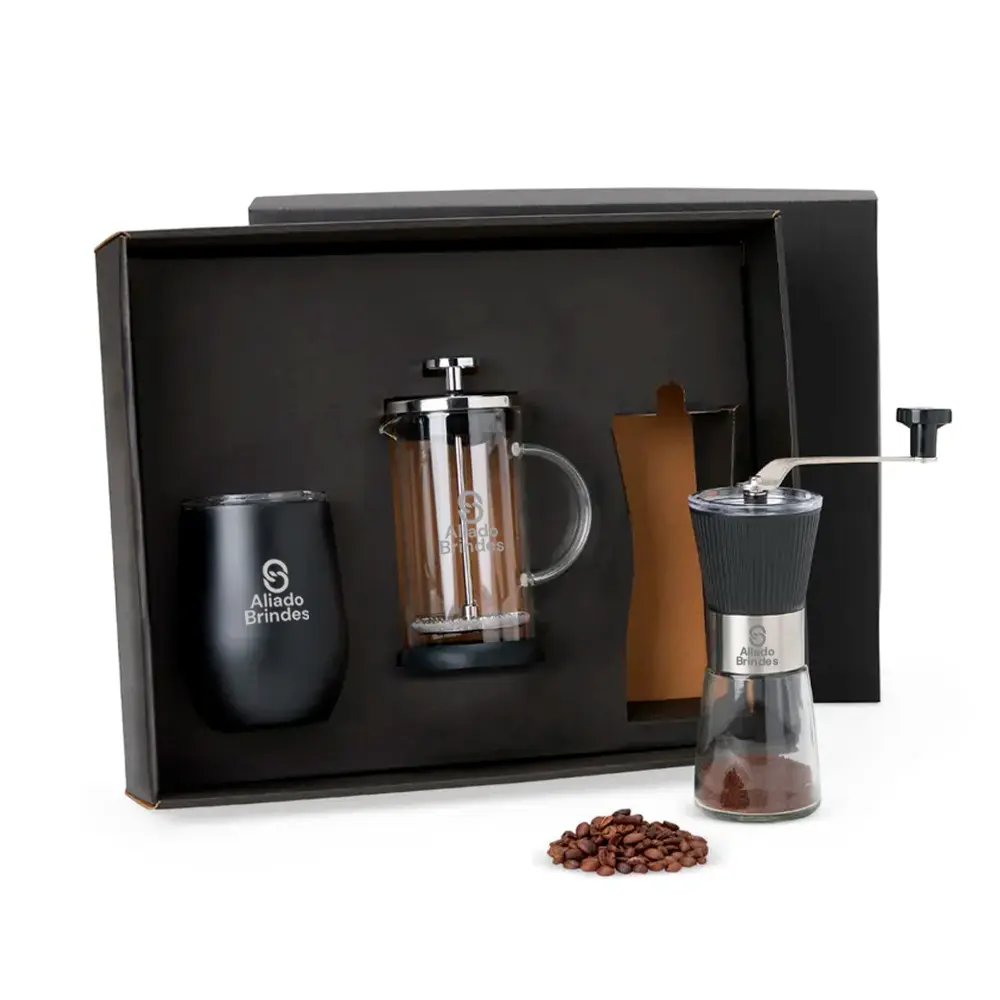 Kit Para Café com Copo Térmico - 3 Pçs Personalizado: AL114