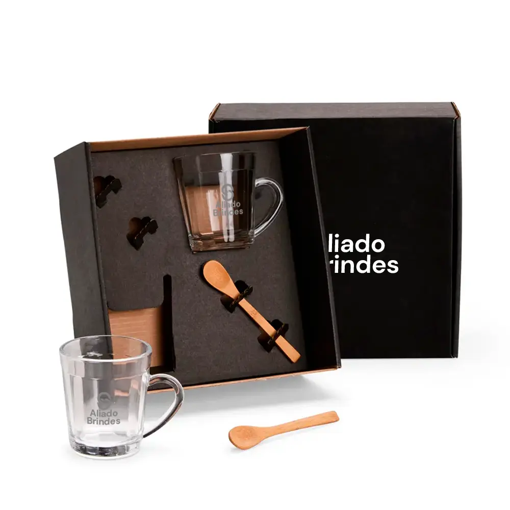 Kit Canecas com Colheres - 4 Pçs Personalizado: AL115