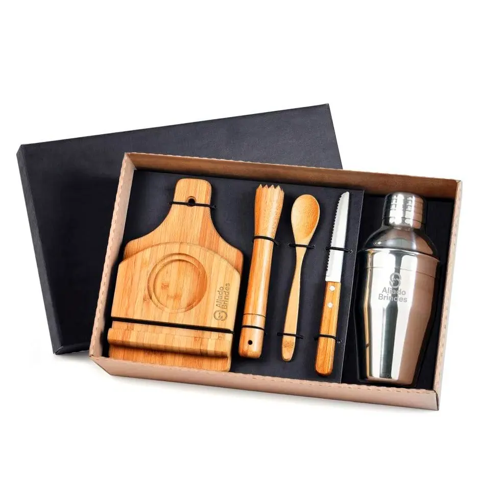 Kit Para Caipirinha em Bambu Personalizado — AL118