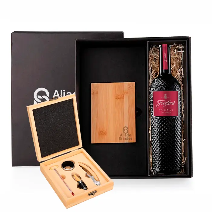 Kit Vinho com Estojo em Bambu : AL131
